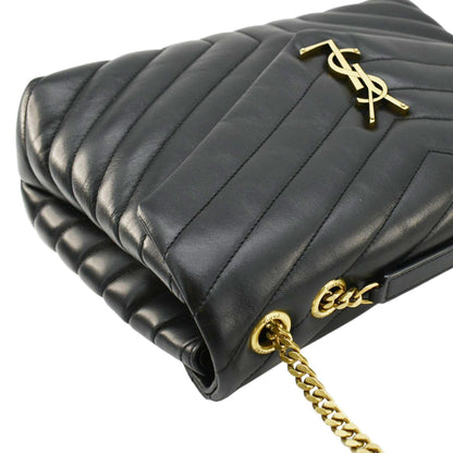 YVES SAINT LAURENT Loulou Medium Quilted Leather Crossbody Bag Black
