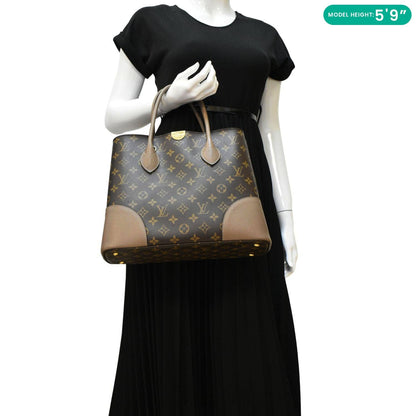 LOUIS VUITTON Flandrin Monogram Canvas Tote Shoulder Bag Brown