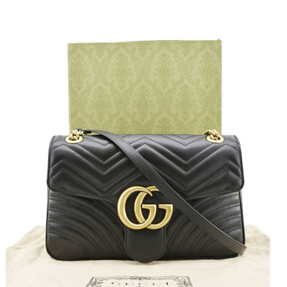 GUCCI GG Marmont Medium Matelasse Shoulder Bag Black 443496
