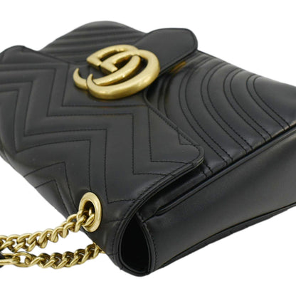 GUCCI GG Marmont Medium Matelasse Shoulder Bag Black 443496