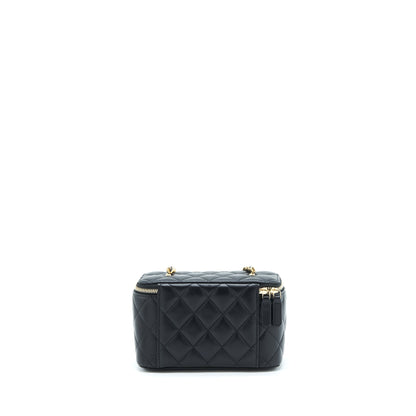 Chanel 22S Pearl Crush Long Vanity With Chain Lambskin Black