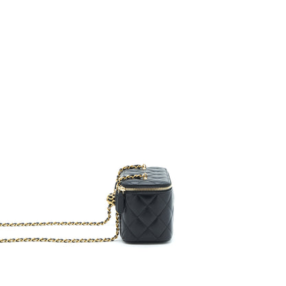 Chanel 22S Pearl Crush Long Vanity With Chain Lambskin Black