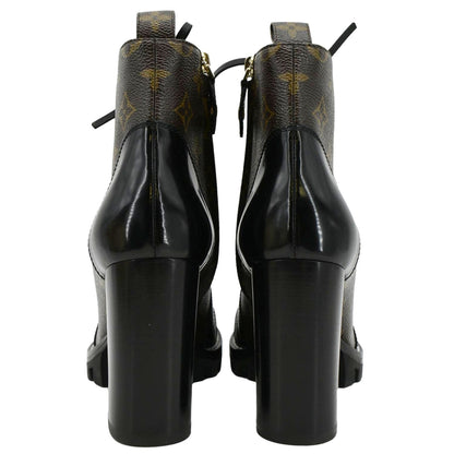 LOUIS VUITTON Star Trail Monogram Canvas Ankle Boot Black 38.5