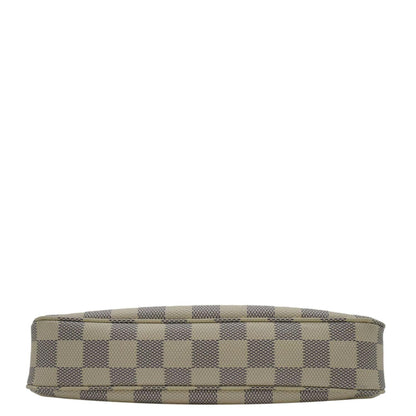 LOUIS VUITTON Damier Azur Pochette Accessories Pouch White