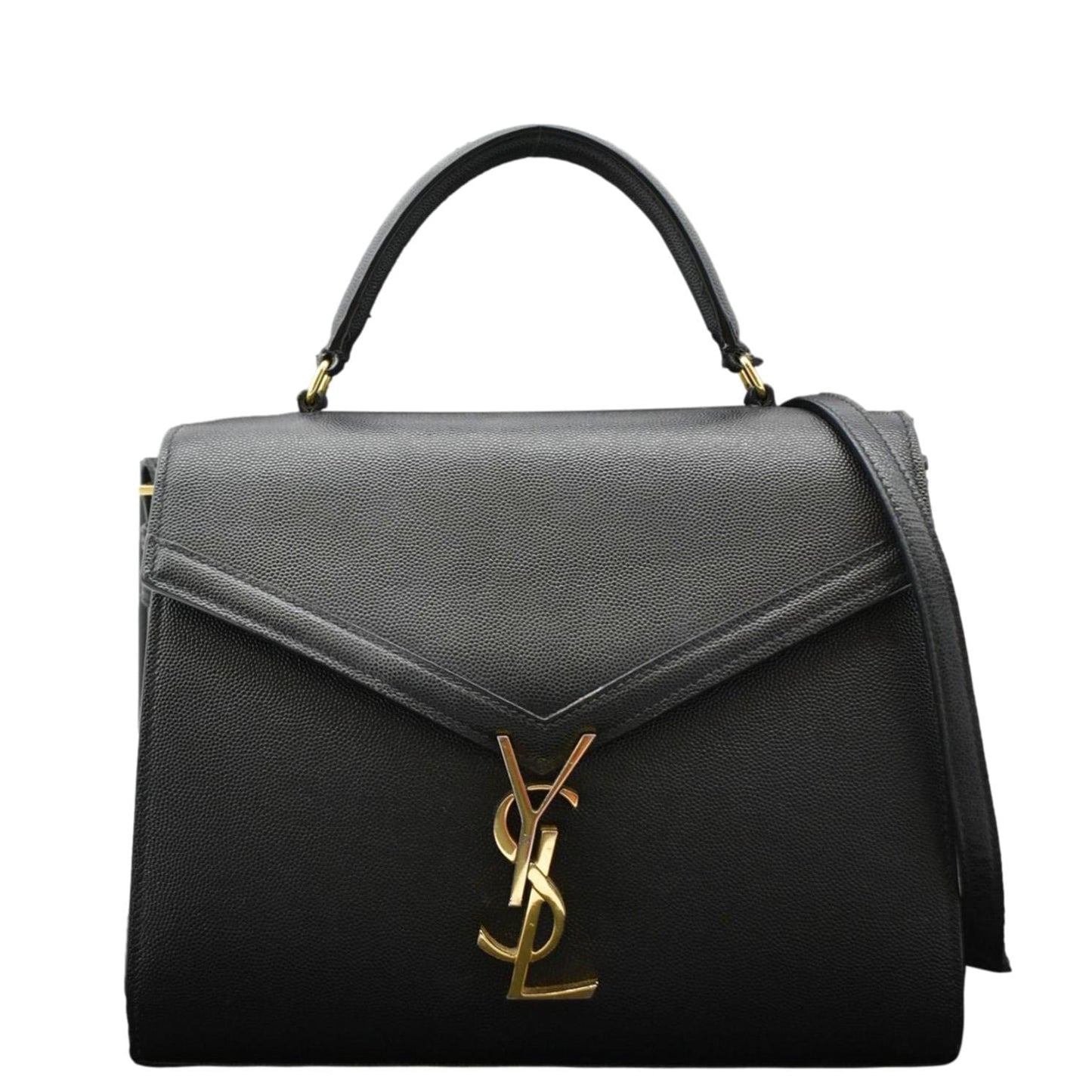 YVES SAINT LAURENT Cassandra Top Handle Leather Shoulder Bag Black