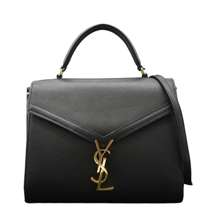 YVES SAINT LAURENT Cassandra Top Handle Leather Shoulder Bag Black