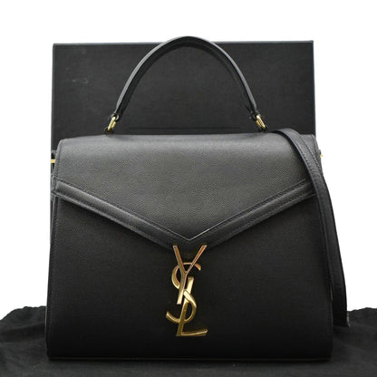 YVES SAINT LAURENT Cassandra Top Handle Leather Shoulder Bag Black