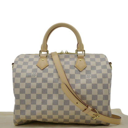 LOUIS VUITTON Speedy 30 Bandouliere Damier Azur Shoulder Bag White