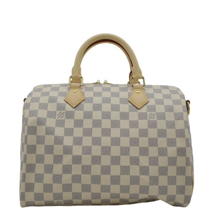 LOUIS VUITTON Speedy 30 Bandouliere Damier Azur Shoulder Bag White