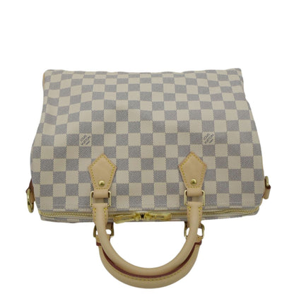 LOUIS VUITTON Speedy 30 Bandouliere Damier Azur Shoulder Bag White