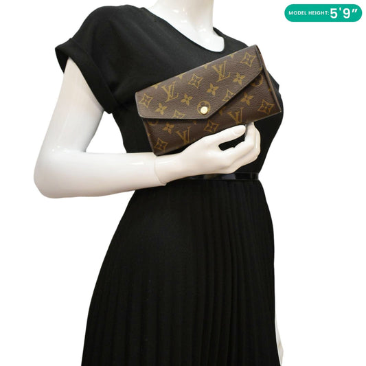 LOUIS VUITTON Sarah Monogram Canvas Wallet Brown