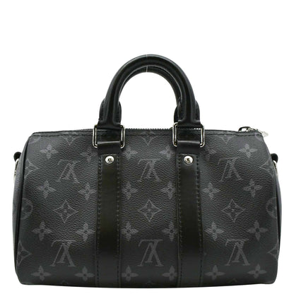 LOUIS VUITTON Keepall 25 Bandouliere Monogram Eclipse Reverse Canvas Crossbody Bag Black
