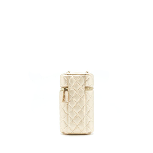Chanel Classic Vanity Phone Holder With Chain Lambskin Gold