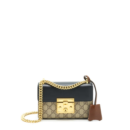 Gucci Small Padlock Shoulder Bag GG Supreme Canvas / Black