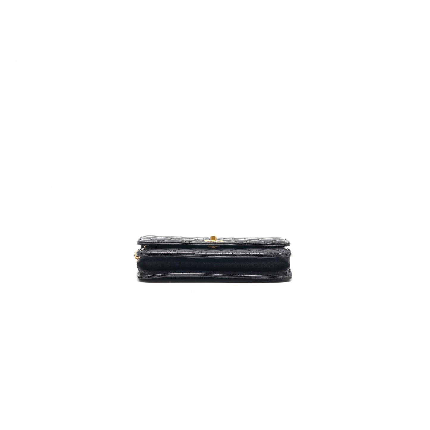 Chanel Lambskin Quilted CC Pearl Crush Wallet on Chain Black