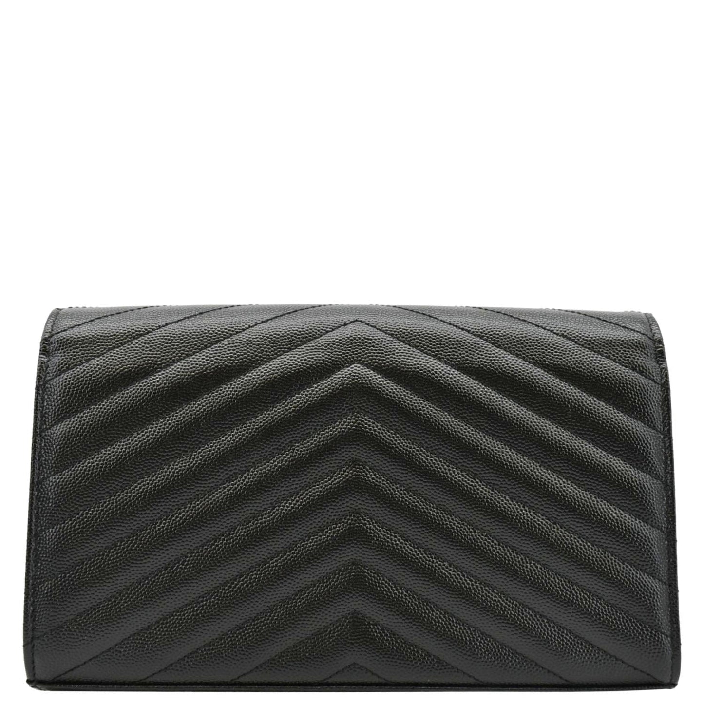 YVES SAINT LAURENT Cassandre Chain Wallet Leather Crossbody Bag Black