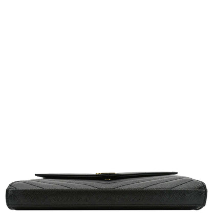 YVES SAINT LAURENT Cassandre Chain Wallet Leather Crossbody Bag Black