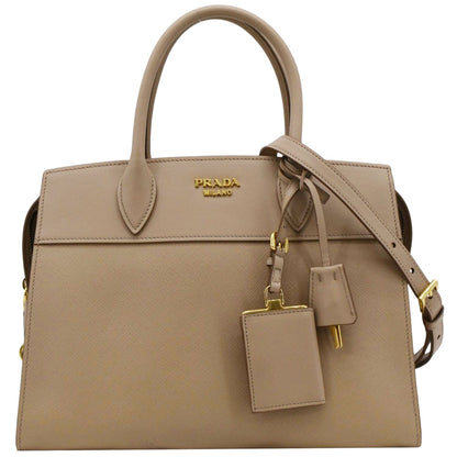 PRADA Esplanade Medium Saffiano Leather Shoulder Bag Beige