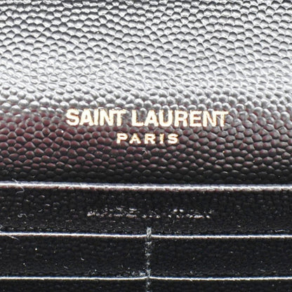 YVES SAINT LAURENT Cassandre Chain Wallet Leather Crossbody Bag Black