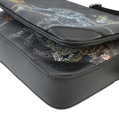 LOUIS VUITTON Trio Damier Graphite Wild Animals Messenger Bag Black