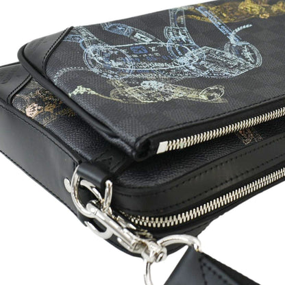 LOUIS VUITTON Trio Damier Graphite Wild Animals Messenger Bag Black