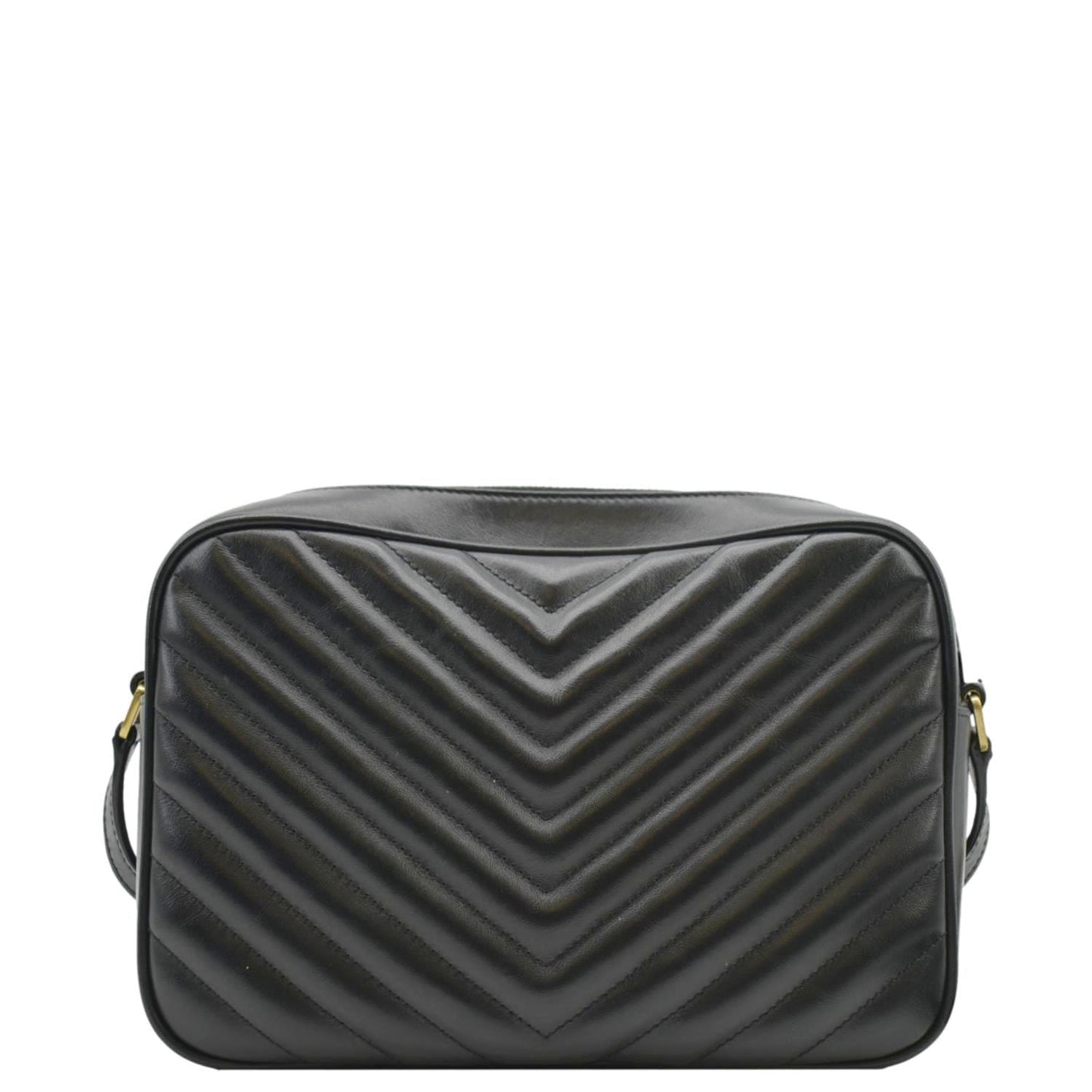 YVES SAINT LAURENT Lou Chevron Leather Camera Crossbody Bag Black