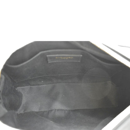 YVES SAINT LAURENT Lou Chevron Leather Camera Crossbody Bag Black