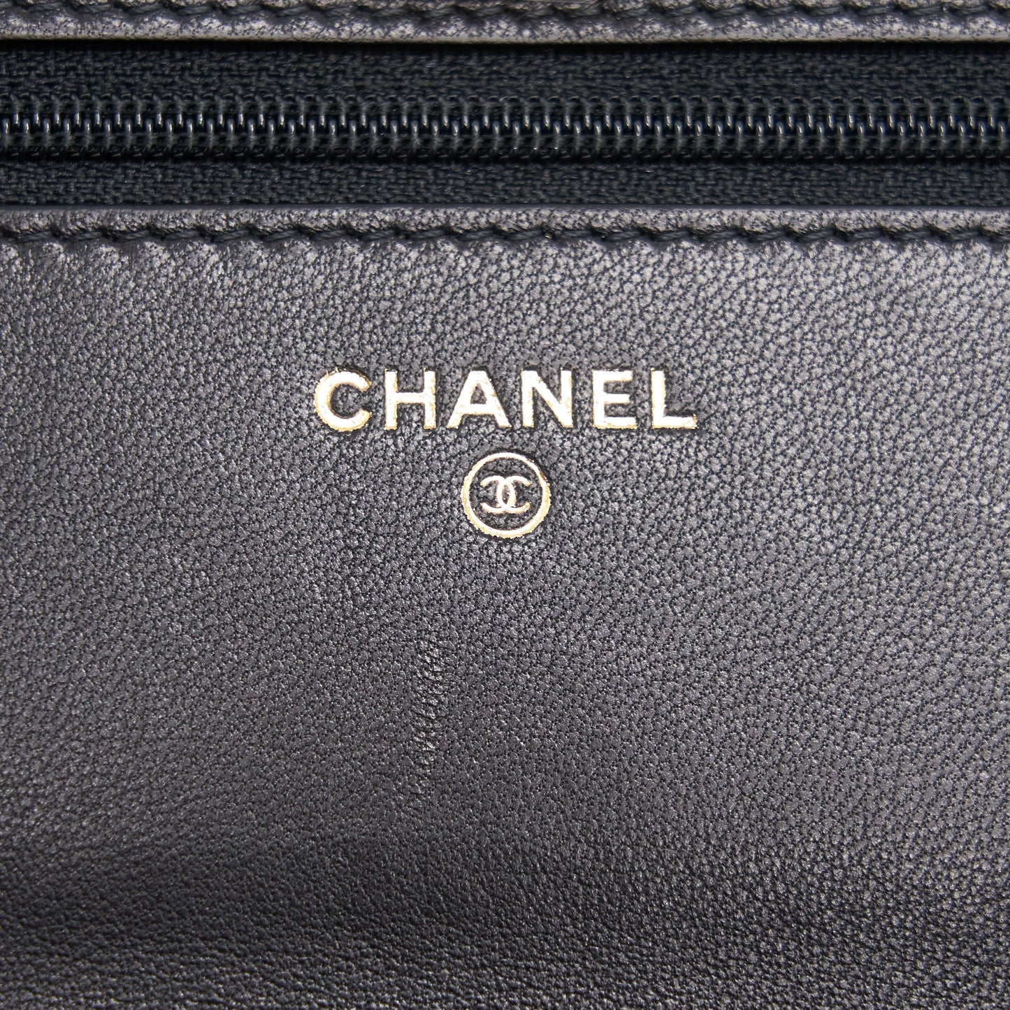 Chanel Lambskin Quilted CC Pearl Crush Wallet on Chain Black