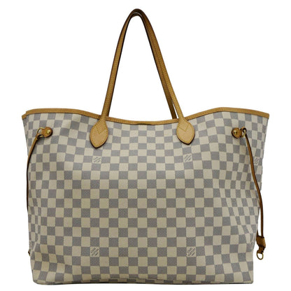 LOUIS VUITTON Neverfull GM Damier Azur Tote Shoulder Bag White