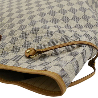 LOUIS VUITTON Neverfull GM Damier Azur Tote Shoulder Bag White