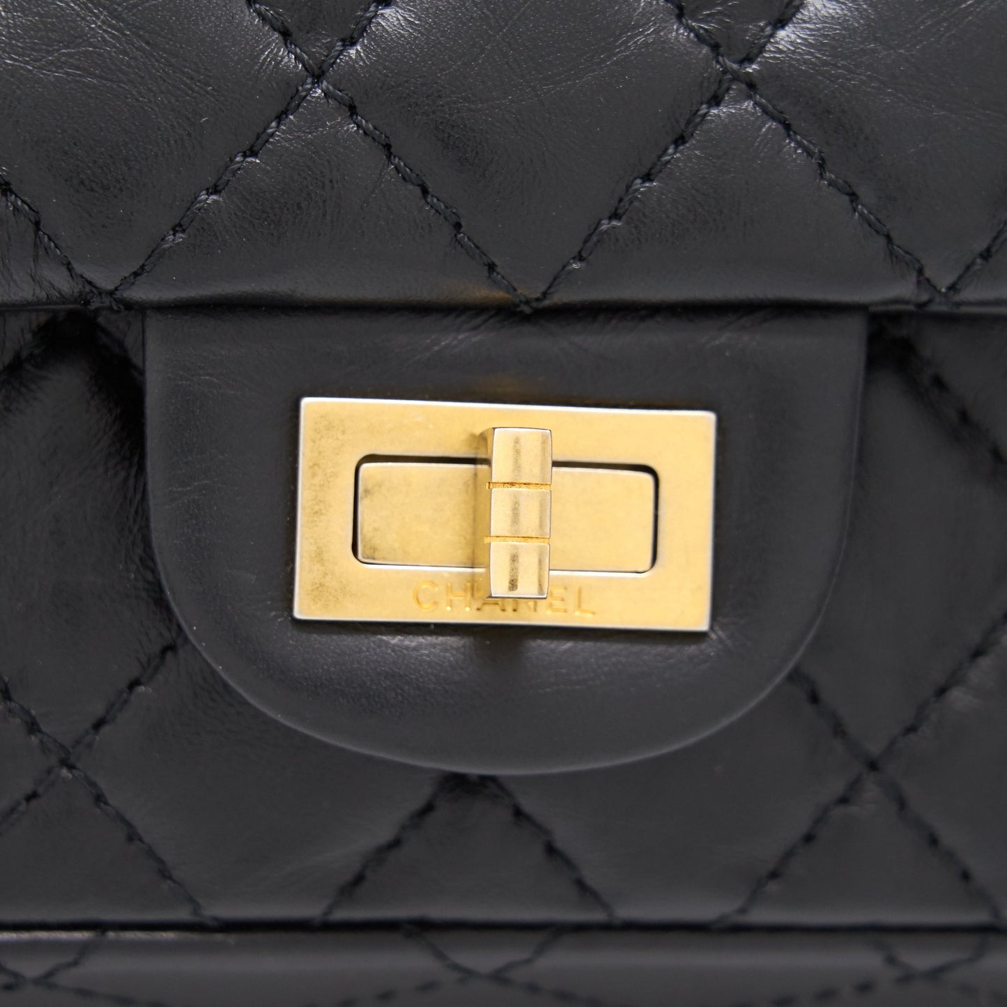 Chanel 2.55 Handbag Aged Calfskin Black
