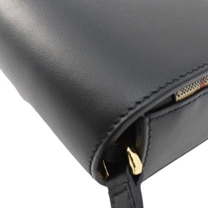 BURBERRY Hampshire Vintage Check Leather Crossbody Bag Black