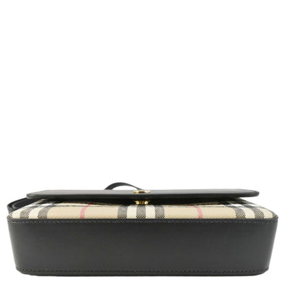 BURBERRY Hampshire Vintage Check Leather Crossbody Bag Black