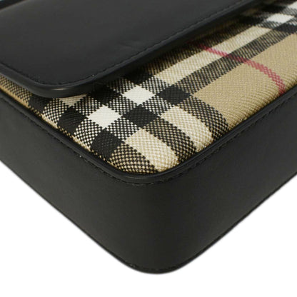 BURBERRY Hampshire Vintage Check Leather Crossbody Bag Black