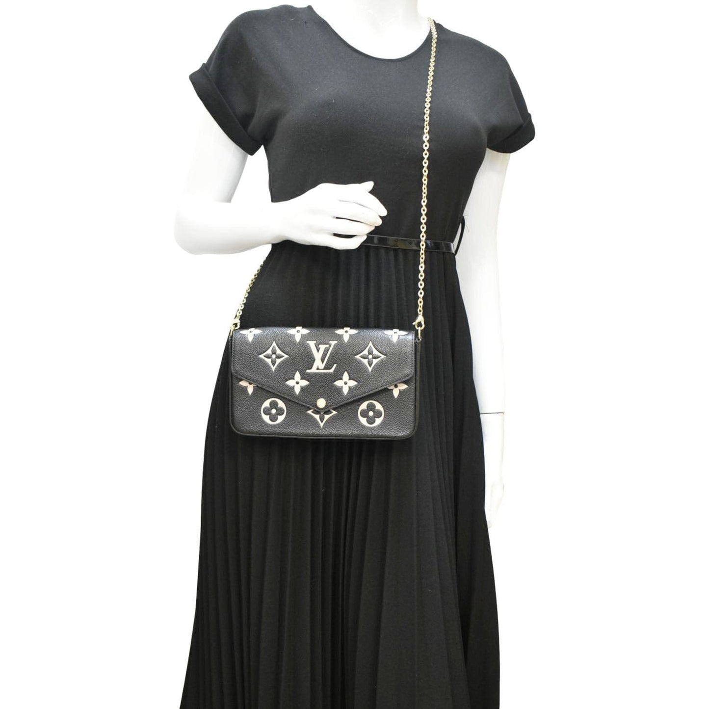 LOUIS VUITTON Felicie Pochette Monogram Empreinte Crossbody Bag Bicolor