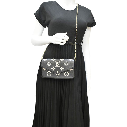LOUIS VUITTON Felicie Pochette Monogram Empreinte Crossbody Bag Bicolor
