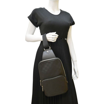 LOUIS VUITTON Avenue Sling Damier Infini Backpack Bag Black