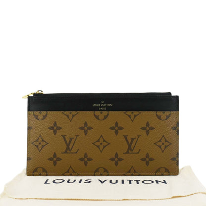 LOUIS VUITTON Slim Purse Monogram Reverse Canvas Wallet Brown