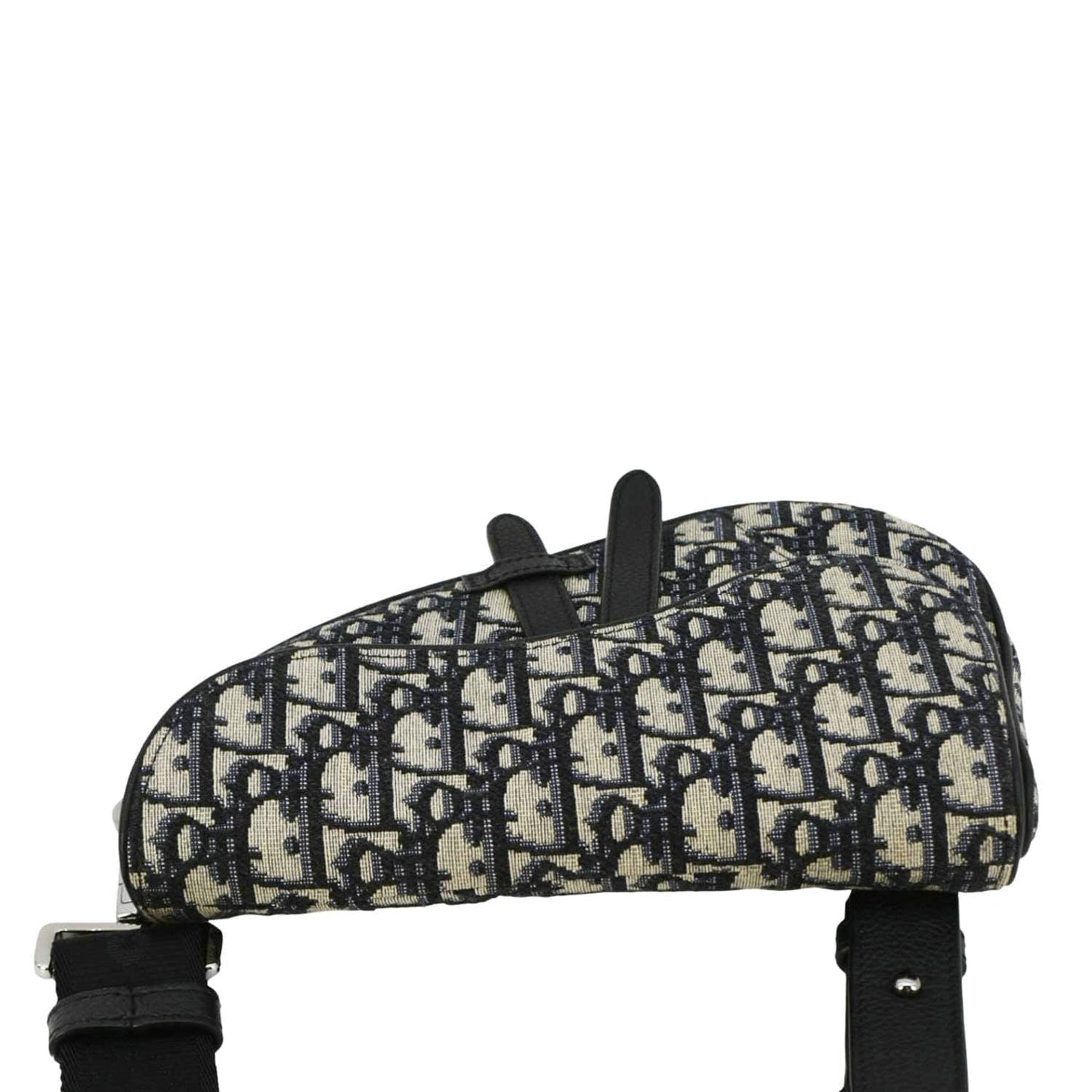 CHRISTIAN DIOR Saddle Oblique Jacquard Belt Crossbody Bag Navy Blue