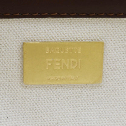 FENDI Fish Eye Baguette FF Embroidered Canvas Shoulder Bag Multicolor