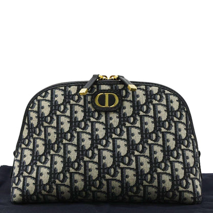 CHRISTIAN DIOR 30 Montaigne Aphrodite Oblique Jacquard Pouch Navy Blue