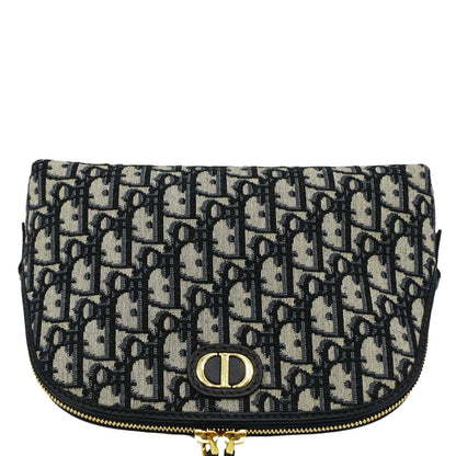 CHRISTIAN DIOR 30 Montaigne Aphrodite Oblique Jacquard Pouch Navy Blue