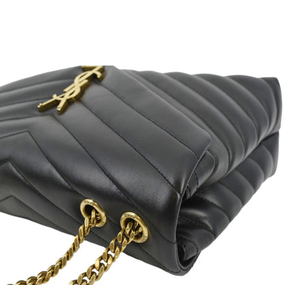 YVES SAINT LAURENT Loulou Medium Quilted Leather Crossbody Bag Black
