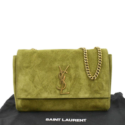YVES SAINT LAURENT Kate Reversible Suede Shoulder Bag Grassy Green