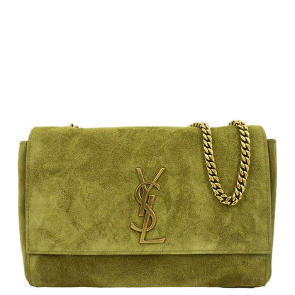YVES SAINT LAURENT Kate Reversible Suede Shoulder Bag Grassy Green