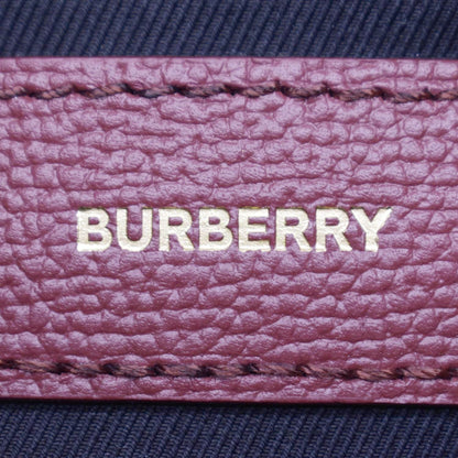 BURBERRY Banner Small House Check Leather Tote Shoulder Bag Maroon