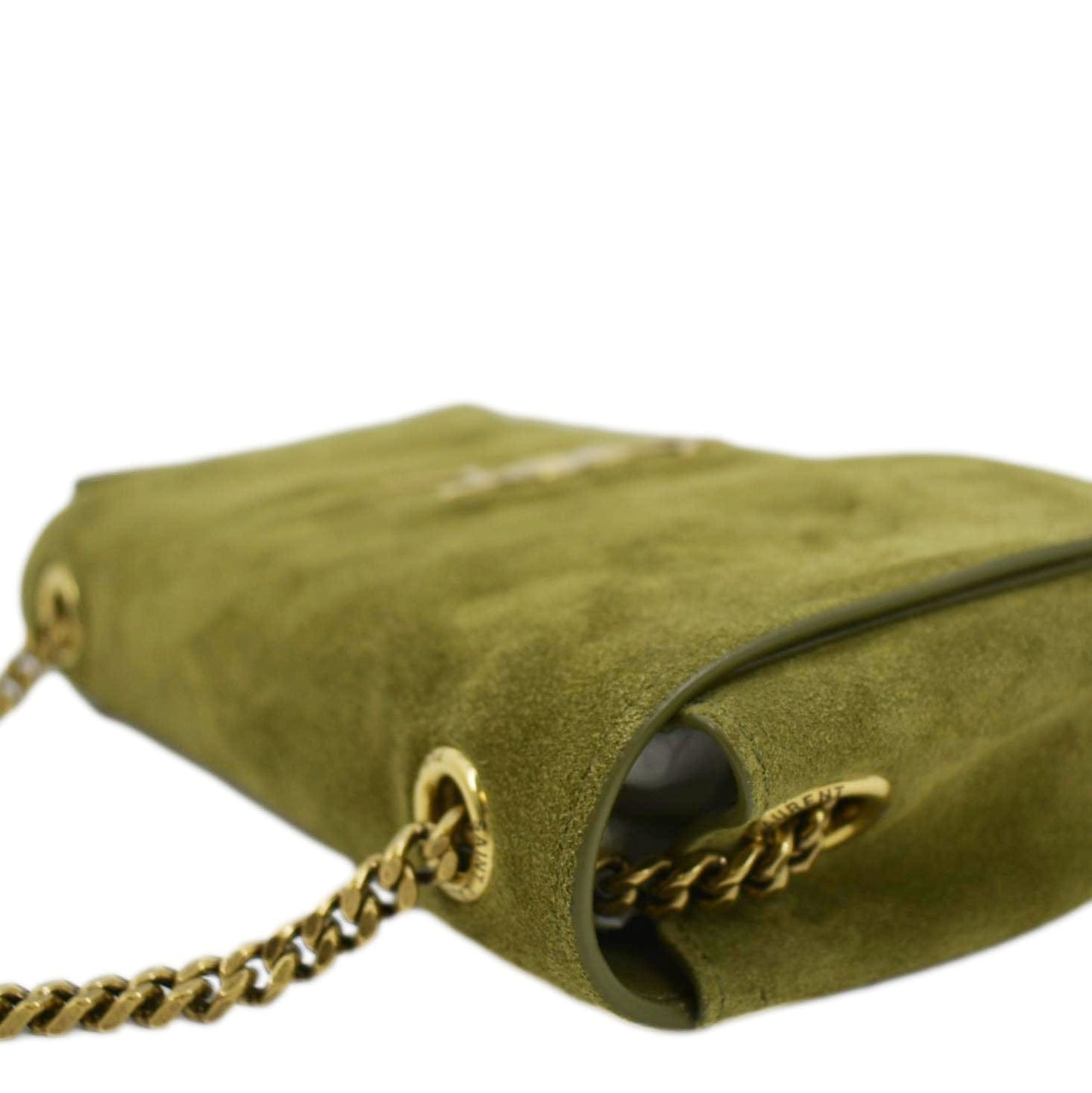 YVES SAINT LAURENT Kate Reversible Suede Shoulder Bag Grassy Green