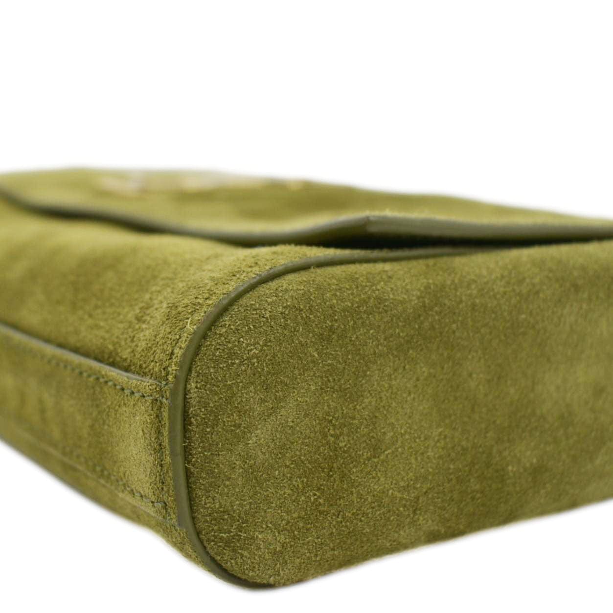 YVES SAINT LAURENT Kate Reversible Suede Shoulder Bag Grassy Green