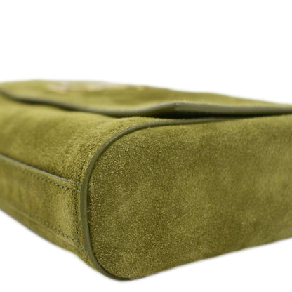 YVES SAINT LAURENT Kate Reversible Suede Shoulder Bag Grassy Green