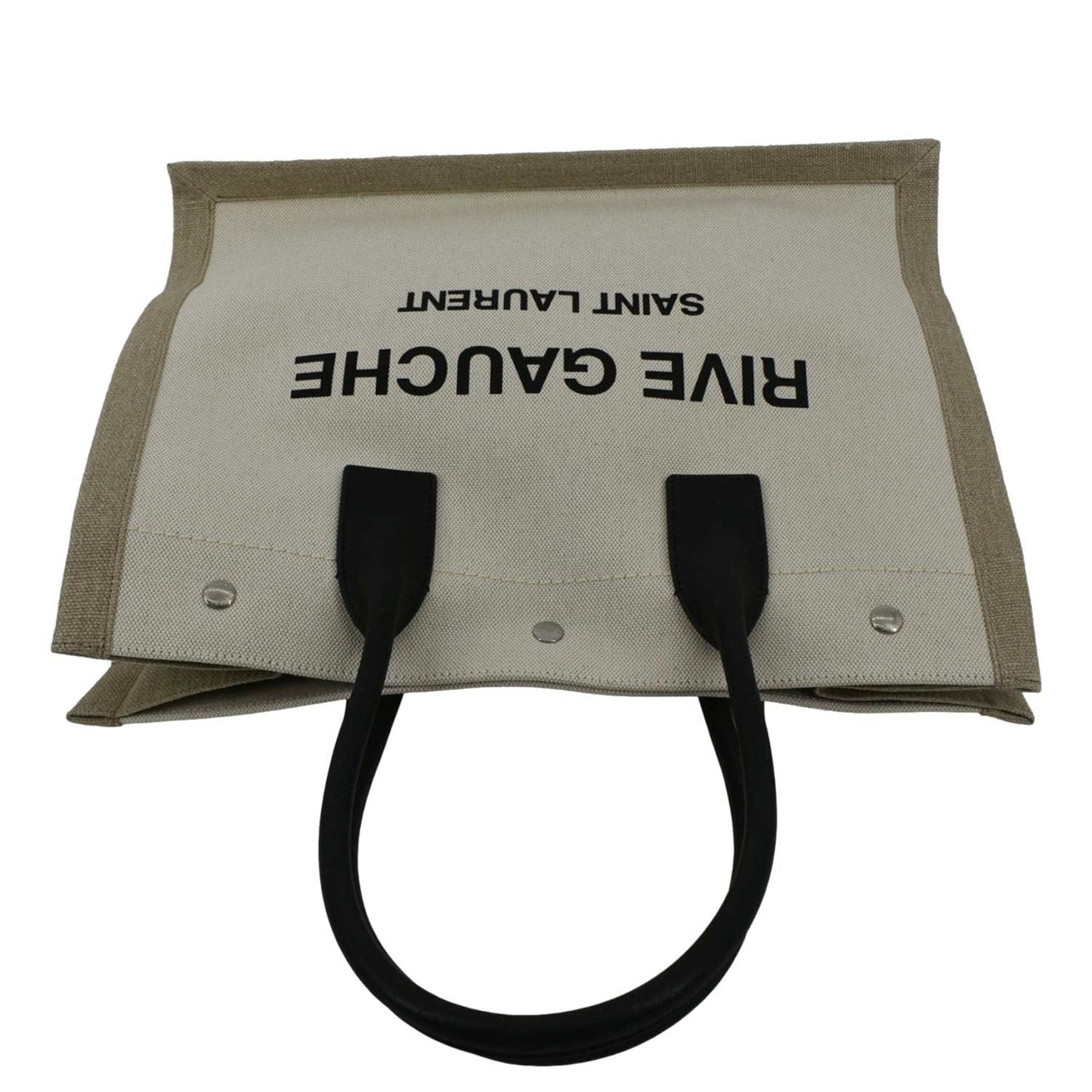 YVES SAINT LAURENT Rive Gauche Small Linen Leather Tote Griege